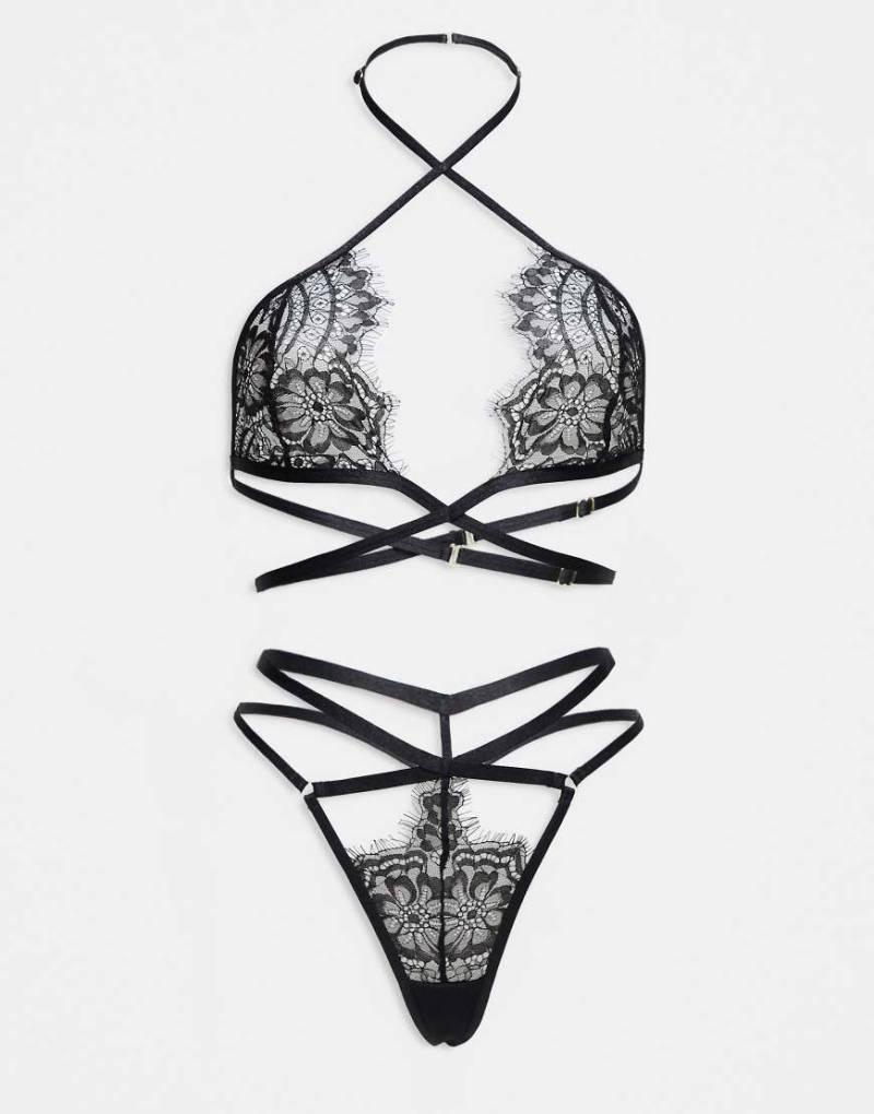 Ann Summers - Infinite - Foldover-Set in Schwarz mit offenem Schritt von Ann Summers