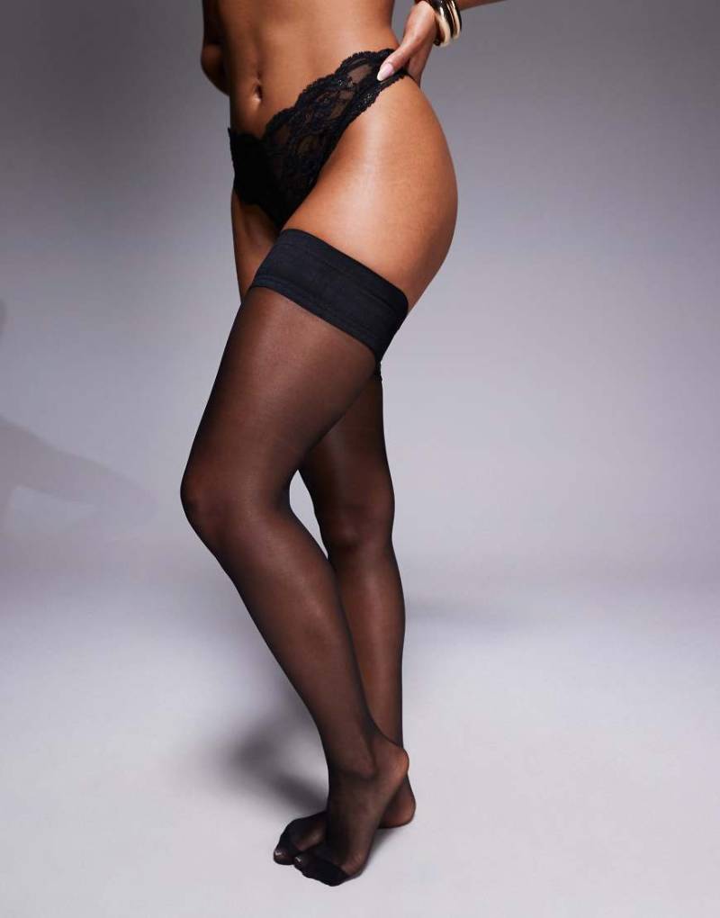 Ann Summers - Nahtlose, halterlose Strümpfe in Schwarz mit schlichtem Abschluss von Ann Summers