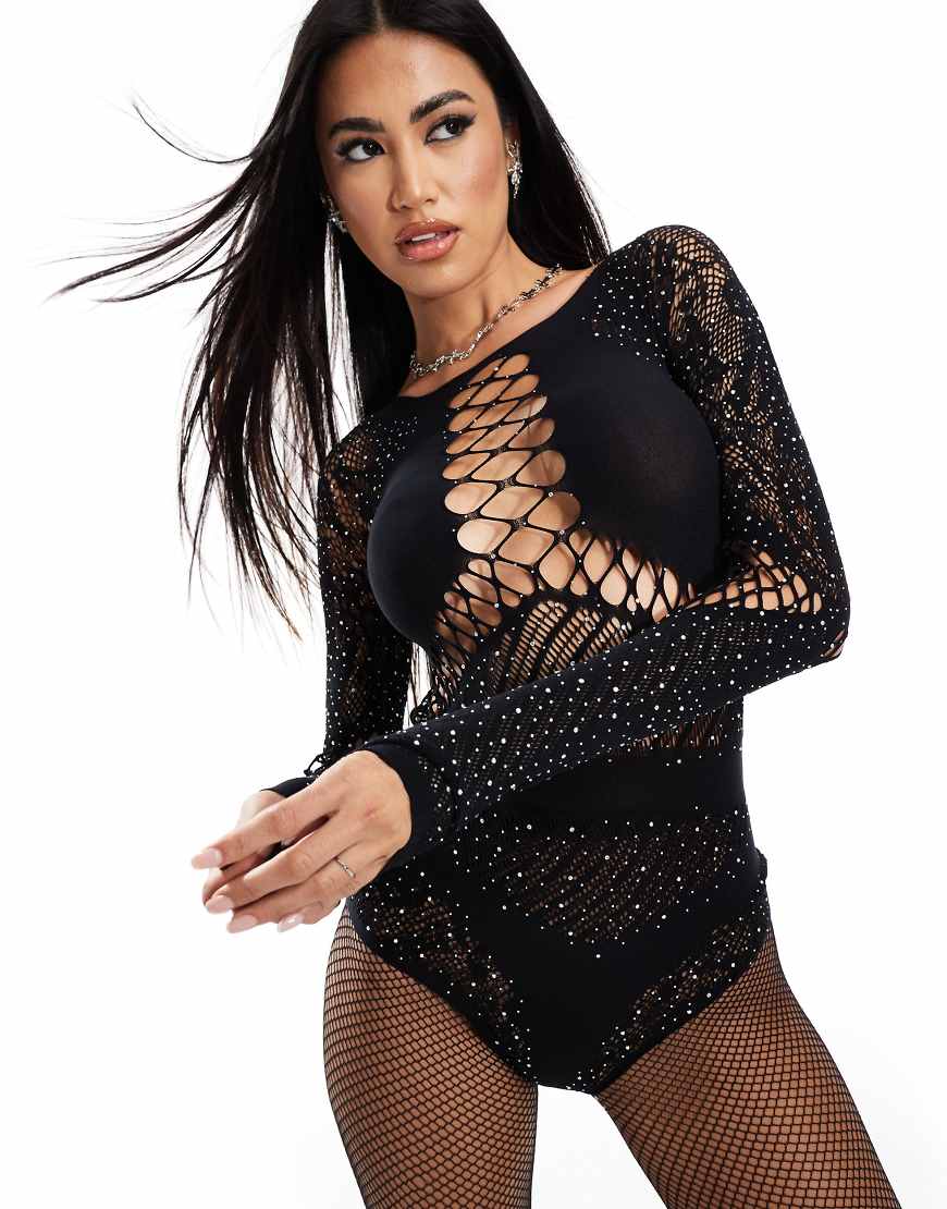 Ann Summers - Paisley-Body in Schwarz mit Strassbesatz von Ann Summers