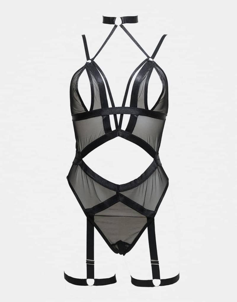 Ann Summers - Shadow - Body in Schwarz mit offenem Schritt von Ann Summers