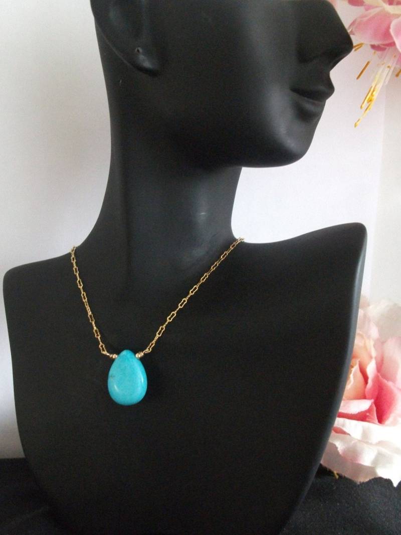 Halskette - Türkis Gold Oder Silber Charm Schmuck Muttertagsgeschenk Schöner von AnnTig