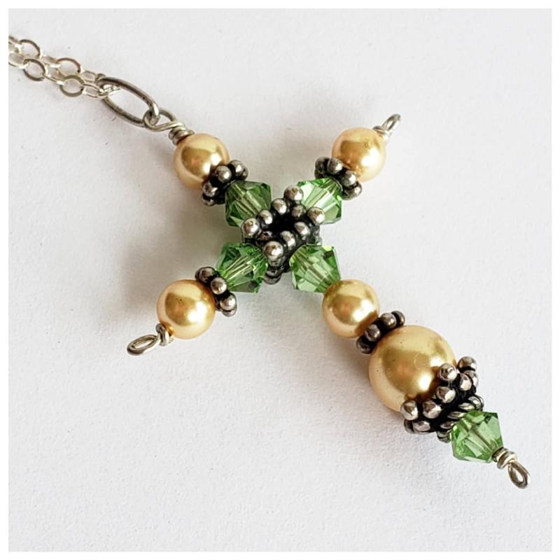 Silber Kreuz Anhänger - Cros Sterling Halskette Swarovski Kristall Charm Swarowski von AnnTig