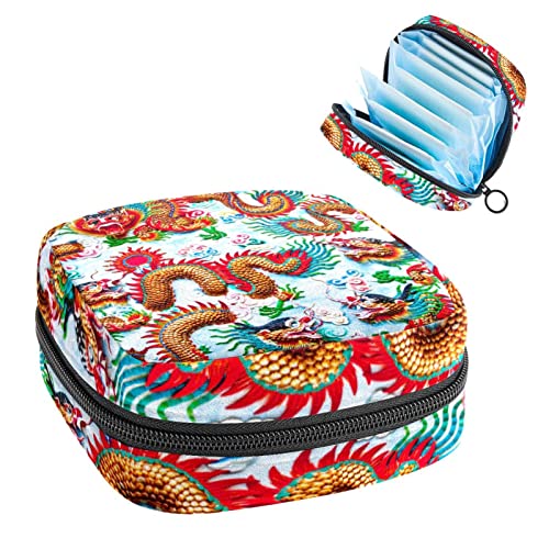 Anna Cowper China Dragon Damenbinde Aufbewahrungstasche Feminine Menstruationstasse Beutel Stillpad Halter Tampon Taschen Tragbare Periode Tasche für Frauen Teenager Mädchen 1 Stück von Anna Cowper