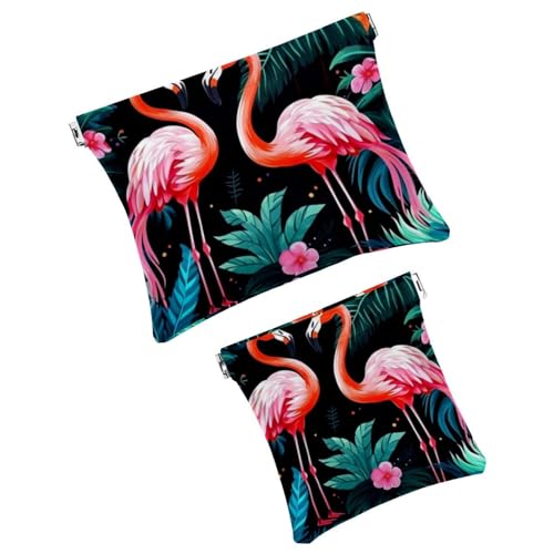 Anna Cowper Kleine Make-up-Tasche für Geldbörse, Flamingos, Kosmetiktasche, tragbar, Mini-Reise-Make-up-Tasche für Damen, 2 Stück, Mehrfarbig 9, Small and Large, modisch von Anna Cowper