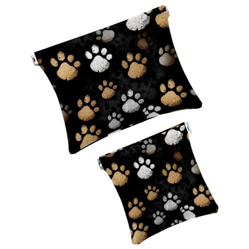 Anna Cowper Kleine Make-up-Tasche für Geldbörse, Hundepfoten-Muster, Kosmetiktasche, tragbare Mini-Reise-Make-up-Tasche für Damen, 2 Stück, Mehrfarbig 2, Small and Large, modisch von Anna Cowper