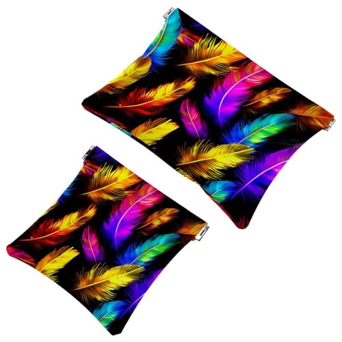 Anna Cowper Kosmetiktasche für Geldbörsen, Leder, kleine Make-up-Tasche, Kosmetiktasche, tragbar, kein Reißverschluss, Make-up-Tasche, Münzgeldbörse, Schmuckbeutel, Blumen, Dinosaurier, 2 Stück, von Anna Cowper