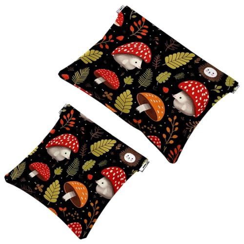 Anna Cowper Kosmetiktasche für Geldbörsen, Leder, kleine Make-up-Tasche, Kosmetiktasche, tragbar, kein Reißverschluss, Make-up-Tasche, Münzgeldbörse, Schmuckbeutel, Blumen, Dinosaurier, 2 Stück, von Anna Cowper