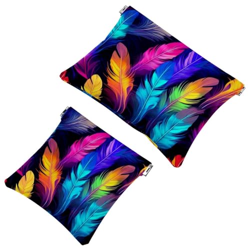 Anna Cowper Kosmetiktasche für Geldbörsen, Leder, kleine Make-up-Tasche, Kosmetiktasche, tragbar, kein Reißverschluss, Make-up-Tasche, Münzgeldbörse, Schmuckbeutel, Blumen, Dinosaurier, 2 Stück, von Anna Cowper