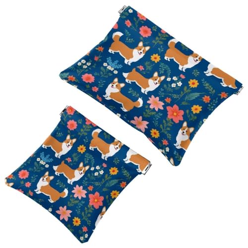 Anna Cowper Kosmetiktasche für Geldbörsen, Leder, kleine Make-up-Tasche, Kosmetiktasche, tragbar, kein Reißverschluss, Make-up-Tasche, Münzgeldbörse, Schmuckbeutel, Dinosaurier, 2 Stück, Mehrfarbig 5, von Anna Cowper