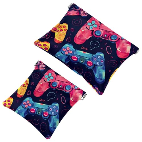 Anna Cowper Kosmetiktasche für Geldbörsen, Leder, kleine Make-up-Tasche, Kosmetiktasche, tragbar, kein Reißverschluss, Make-up-Tasche, Münzgeldbörse, Schmuckbeutel, Dinosaurier, 2 Stück, Mehrfarbig 8, von Anna Cowper