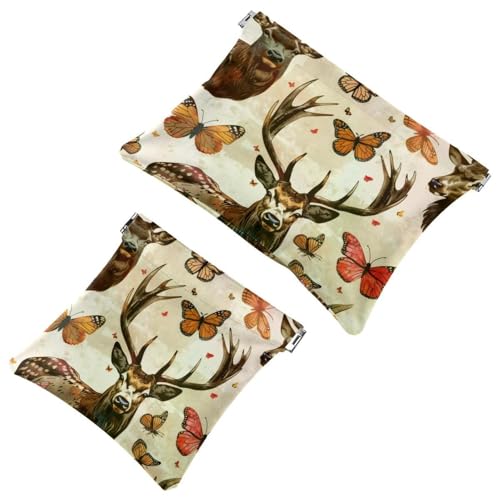 Anna Cowper Kosmetiktasche für Geldbörsen, Leder, kleine Make-up-Tasche, Kosmetiktasche, tragbar, kein Reißverschluss, Make-up-Tasche, Münzgeldbörse, Schmuckbeutel, Dinosaurier, 2 Stück, Mehrfarbig 6, von Anna Cowper