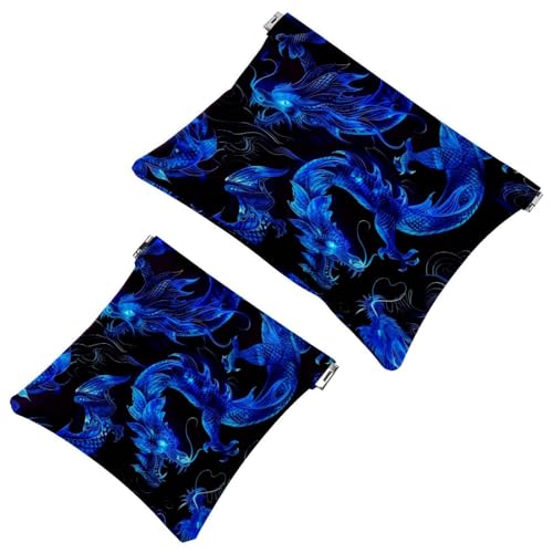 Anna Cowper Kosmetiktasche für Geldbörsen, Leder, kleine Make-up-Tasche, Kosmetiktasche, tragbar, kein Reißverschluss, Make-up-Tasche, Münzgeldbörse, Schmuckbeutel, Dinosaurier, 2 Stück, Mehrfarbig 3, von Anna Cowper