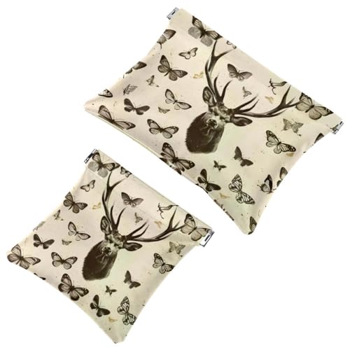 Anna Cowper Kosmetiktasche für Geldbörsen, Leder, kleine Make-up-Tasche, Kosmetiktasche, tragbar, kein Reißverschluss, Make-up-Tasche, Münzgeldbörse, Schmuckbeutel, Dinosaurier, 2 Stück, Mehrfarbig 2, von Anna Cowper