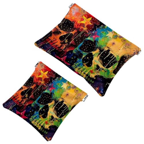 Anna Cowper Kosmetiktasche für Geldbörsen, Leder, kleine Make-up-Tasche, Kosmetiktasche, tragbar, kein Reißverschluss, Make-up-Tasche, Münzgeldbörse, Schmuckbeutel, Dinosaurier, 2 Stück, Mehrfarbig 5, von Anna Cowper