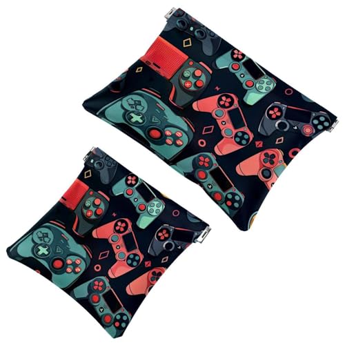 Anna Cowper Kosmetiktasche für Geldbörsen, Leder, kleine Make-up-Tasche, Kosmetiktasche, tragbar, kein Reißverschluss, Make-up-Tasche, Münzgeldbörse, Schmuckbeutel, Dinosaurier, 2 Stück, Mehrfarbig 7, von Anna Cowper