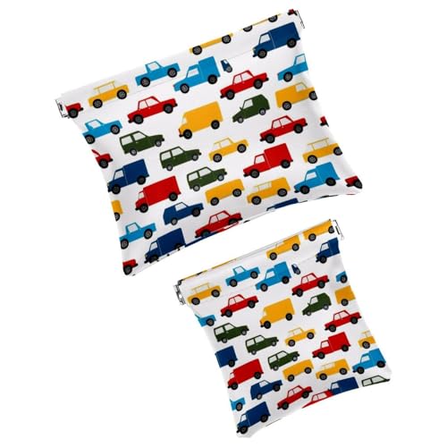 Anna Cowper Kosmetiktasche für Geldbörsen, Leder, kleine Make-up-Tasche, Kosmetiktasche, tragbar, kein Reißverschluss, Make-up-Tasche, Münzgeldbörse, Schmuckbeutel, Dinosaurier, 2 Stück, Mehrfarbig von Anna Cowper