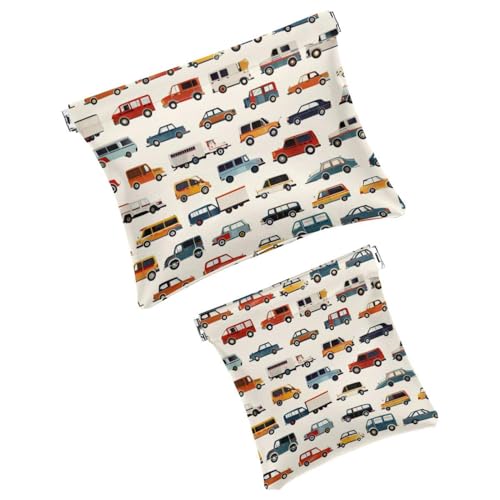 Anna Cowper Kosmetiktasche für Geldbörsen, Leder, kleine Make-up-Tasche, Kosmetiktasche, tragbar, kein Reißverschluss, Make-up-Tasche, Münzgeldbörse, Schmuckbeutel, Dinosaurier, 2 Stück, Mehrfarbig von Anna Cowper