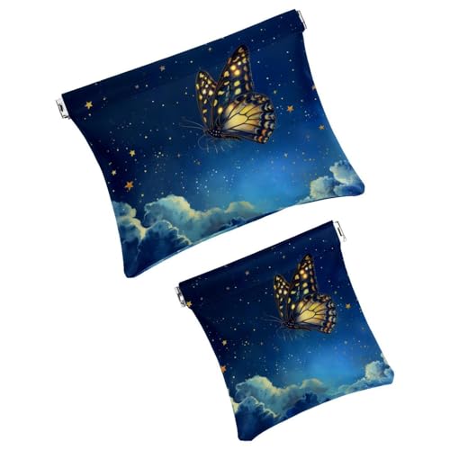 Anna Cowper Kosmetiktasche für Geldbörsen, Leder, kleine Make-up-Tasche, Kosmetiktasche, tragbar, kein Reißverschluss, Make-up-Tasche, Münzgeldbörse, Schmuckbeutel, Dinosaurier, 2 Stück, Mehrfarbig von Anna Cowper