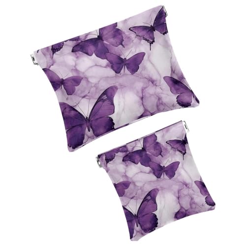 Anna Cowper Kosmetiktasche für Geldbörsen, Leder, kleine Make-up-Tasche, Kosmetiktasche, tragbar, kein Reißverschluss, Make-up-Tasche, Münzgeldbörse, Schmuckbeutel, Dinosaurier, 2 Stück, Mehrfarbig von Anna Cowper