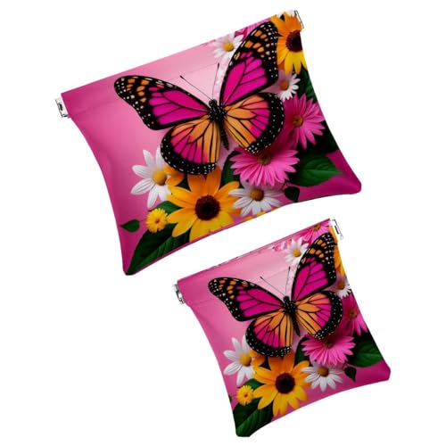 Anna Cowper Kosmetiktasche für Geldbörsen, Leder, kleine Make-up-Tasche, Kosmetiktasche, tragbar, kein Reißverschluss, Make-up-Tasche, Münzgeldbörse, Schmuckbeutel, Dinosaurier, 2 Stück, Mehrfarbig von Anna Cowper