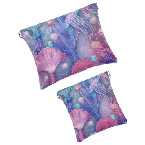 Anna Cowper Kosmetiktasche für Geldbörsen, Leder, kleine Make-up-Tasche, Kosmetiktasche, tragbar, kein Reißverschluss, Make-up-Tasche, Münzgeldbörse, Schmuckbeutel, Dinosaurier, 2 Stück, Mehrfarbig von Anna Cowper