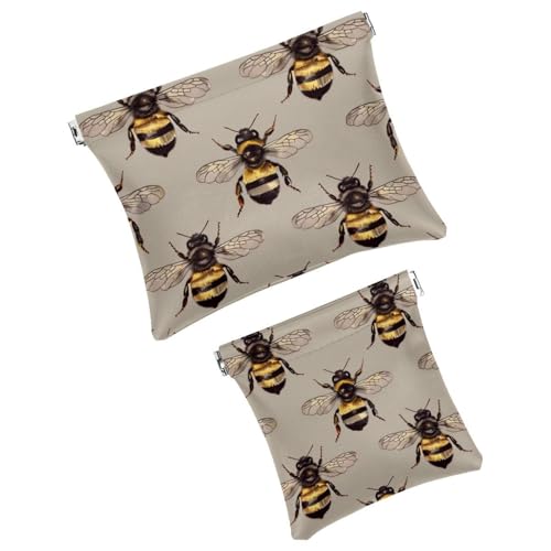 Anna Cowper Kosmetiktasche für Geldbörsen, Leder, kleine Make-up-Tasche, Kosmetiktasche, tragbar, kein Reißverschluss, Make-up-Tasche, Münzgeldbörse, Schmuckbeutel, Dinosaurier, 2 Stück, Mehrfarbig 9, von Anna Cowper