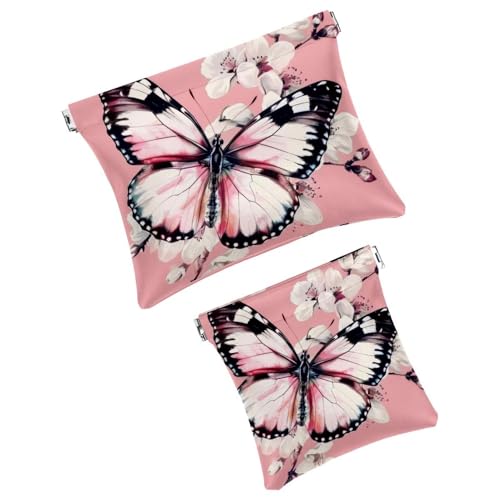 Anna Cowper Kosmetiktasche für Geldbörsen, Leder, kleine Make-up-Tasche, Kosmetiktasche, tragbar, kein Reißverschluss, Make-up-Tasche, Münzgeldbörse, Schmuckbeutel, Dinosaurier, 2 Stück, Mehrfarbig von Anna Cowper