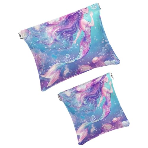 Anna Cowper Kosmetiktasche für Geldbörsen, Leder, kleine Make-up-Tasche, Kosmetiktasche, tragbar, kein Reißverschluss, Make-up-Tasche, Münzgeldbörse, Schmuckbeutel, Dinosaurier, 2 Stück, Mehrfarbig von Anna Cowper