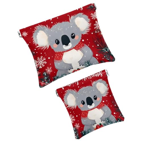 Anna Cowper Kosmetiktasche für Geldbörsen, Leder, kleine Make-up-Tasche, Kosmetiktasche, tragbar, kein Reißverschluss, Make-up-Tasche, Münzgeldbörse, Schmuckbeutel, Meerschweinchen, Weihnachten, 2 von Anna Cowper