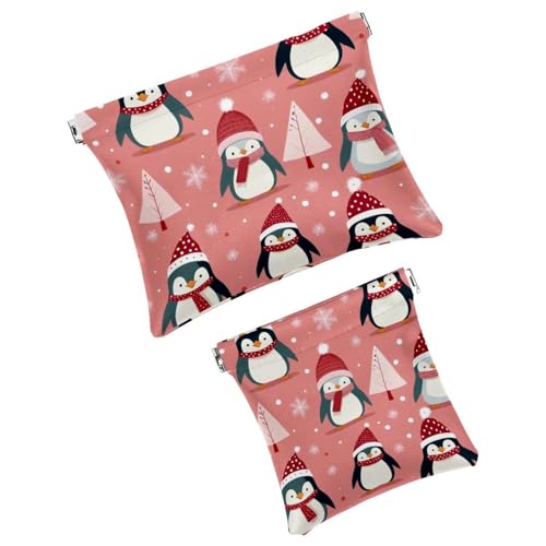 Anna Cowper Kosmetiktasche für Geldbörsen, Leder, kleine Make-up-Tasche, Kosmetiktasche, tragbar, kein Reißverschluss, Make-up-Tasche, Münzgeldbörse, Schmuckbeutel, Meerschweinchen, Weihnachten, 2 von Anna Cowper