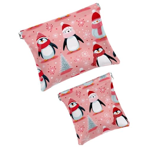 Anna Cowper Kosmetiktasche für Geldbörsen, Leder, kleine Make-up-Tasche, Kosmetiktasche, tragbar, kein Reißverschluss, Make-up-Tasche, Münzgeldbörse, Schmuckbeutel, Meerschweinchen, Weihnachten, 2 von Anna Cowper