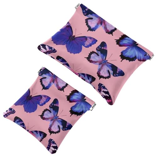 Anna Cowper Kosmetiktasche für Geldbörsen, Leder, kleine Make-up-Tasche, Kosmetiktasche, tragbar, kein Reißverschluss, Make-up-Tasche, Münzgeldbörse, Schmuckbeutel, Neon-Dinosaurier, 2 Stück, von Anna Cowper