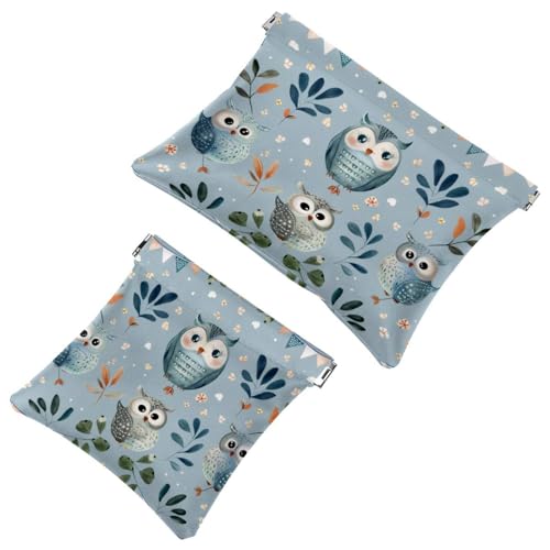 Anna Cowper Kosmetiktasche für Geldbörsen, Leder, kleine Make-up-Tasche, Kosmetiktasche, tragbar, kein Reißverschluss, Make-up-Tasche, Münzgeldbörse, Schmuckbeutel, Neon-Dinosaurier, 2 Stück, von Anna Cowper