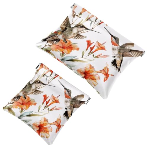 Anna Cowper Kosmetiktasche für Geldbörsen, Leder, kleine Make-up-Tasche, Kosmetiktasche, tragbar, kein Reißverschluss, Make-up-Tasche, Münzgeldbörse, Schmuckbeutel, Neon-Dinosaurier, 2 Stück, von Anna Cowper