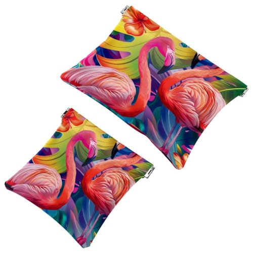 Anna Cowper Kosmetiktasche für Geldbörsen, Leder, kleine Make-up-Tasche, Kosmetiktasche, tragbar, kein Reißverschluss, Make-up-Tasche, Münzgeldbörse, Schmuckbeutel, Neon-Dinosaurier, 2 Stück, von Anna Cowper