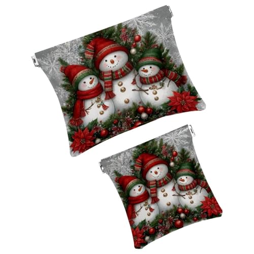 Anna Cowper Kosmetiktasche für Geldbörsen, Leder, kleine Make-up-Tasche, Kosmetiktasche, tragbar, kein Reißverschluss, Make-up-Tasche, Münzgeldbörse, Schmuckbeutel, Schneeflocken-Zwerge, Weihnachten, von Anna Cowper