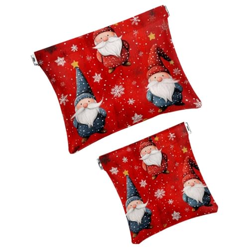 Anna Cowper Kosmetiktasche für Geldbörsen, Leder, kleine Make-up-Tasche, Kosmetiktasche, tragbar, kein Reißverschluss, Make-up-Tasche, Münzgeldbörse, Schmuckbeutel, Schneeflocken-Zwerge, Weihnachten, von Anna Cowper