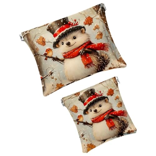 Anna Cowper Kosmetiktasche für Geldbörsen, Leder, kleine Make-up-Tasche, Kosmetiktasche, tragbar, kein Reißverschluss, Make-up-Tasche, Münzgeldbörse, Schmuckbeutel, Schneeflocken-Zwerge, Weihnachten, von Anna Cowper