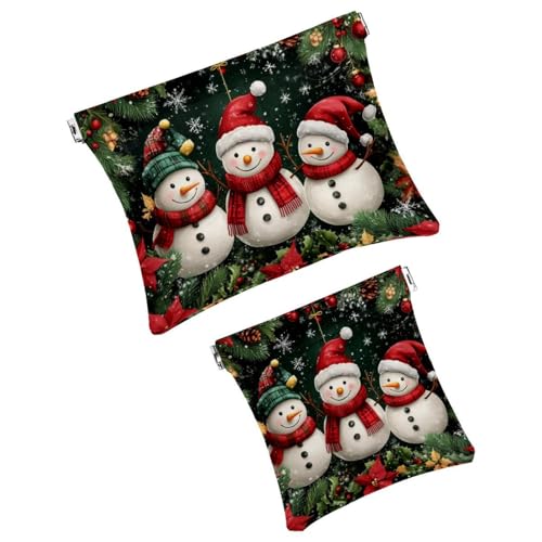 Anna Cowper Kosmetiktasche für Geldbörsen, Leder, kleine Make-up-Tasche, Kosmetiktasche, tragbar, kein Reißverschluss, Make-up-Tasche, Münzgeldbörse, Schmuckbeutel, Schneeflocken-Zwerge, Weihnachten, von Anna Cowper