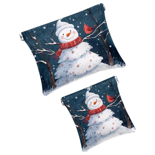 Anna Cowper Kosmetiktasche für Geldbörsen, Leder, kleine Make-up-Tasche, Kosmetiktasche, tragbar, kein Reißverschluss, Make-up-Tasche, Münzgeldbörse, Schmuckbeutel, Schneeflocken-Zwerge, Weihnachten, von Anna Cowper