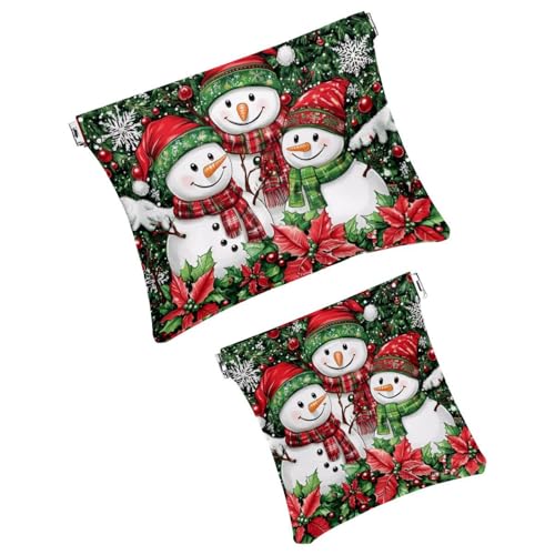 Anna Cowper Kosmetiktasche für Geldbörsen, Leder, kleine Make-up-Tasche, Kosmetiktasche, tragbar, kein Reißverschluss, Make-up-Tasche, Münzgeldbörse, Schmuckbeutel, Schneeflocken-Zwerge, Weihnachten, von Anna Cowper