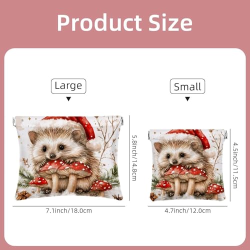 Anna Cowper Kosmetiktasche für Geldbörsen, Leder, kleine Make-up-Tasche, Kosmetiktasche, tragbar, kein Reißverschluss, Make-up-Tasche, Münzgeldbörse, Schmuckbeutel, Schneeflocken-Zwerge, Weihnachten, von Anna Cowper