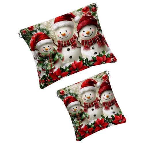 Anna Cowper Kosmetiktasche für Geldbörsen, Leder, kleine Make-up-Tasche, Kosmetiktasche, tragbar, kein Reißverschluss, Make-up-Tasche, Münzgeldbörse, Schmuckbeutel, Schneeflocken-Zwerge, Weihnachten, von Anna Cowper