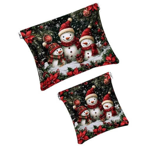 Anna Cowper Kosmetiktasche für Geldbörsen, Leder, kleine Make-up-Tasche, Kosmetiktasche, tragbar, kein Reißverschluss, Make-up-Tasche, Münzgeldbörse, Schmuckbeutel, Schneeflocken-Zwerge, Weihnachten, von Anna Cowper