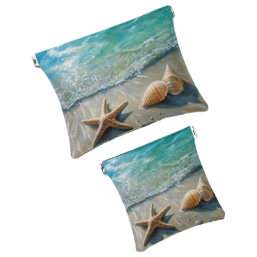 Anna Cowper Kosmetiktasche für Geldbörsen, Leder, kleine Make-up-Tasche, Kosmetiktasche, tragbar, kein Reißverschluss, Make-up-Tasche, Münzgeldbörse, Schmuckbeutel, Schneeflocken-Zwerge, Weihnachten, von Anna Cowper