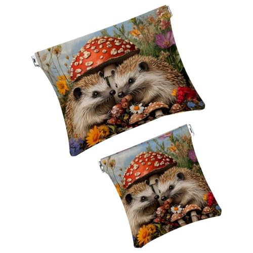 Anna Cowper Kosmetiktasche für Geldbörsen, Leder, kleine Make-up-Tasche, Kosmetiktasche, tragbar, kein Reißverschluss, Make-up-Tasche, Münzgeldbörse, Schmuckbeutel, Schneeflocken-Zwerge, Weihnachten, von Anna Cowper