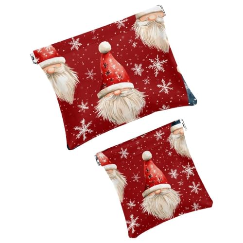 Anna Cowper Kosmetiktasche für Geldbörsen, Leder, kleine Make-up-Tasche, Kosmetiktasche, tragbar, kein Reißverschluss, Make-up-Tasche, Münzgeldbörse, Schmuckbeutel, Schneeflocken-Zwerge, Weihnachten, von Anna Cowper