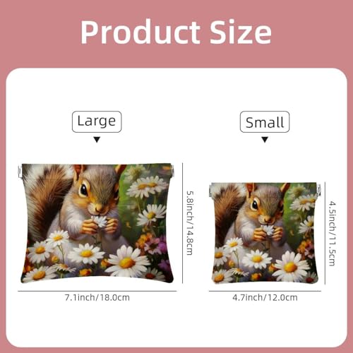 Anna Cowper Kosmetiktasche für Geldbörsen, Leder, kleine Make-up-Tasche, Kosmetiktasche, tragbar, kein Reißverschluss, Make-up-Tasche, Münzgeldbörse, Schmuckbeutel, Weihnachts-Eichhörnchen, 2 Stück, von Anna Cowper