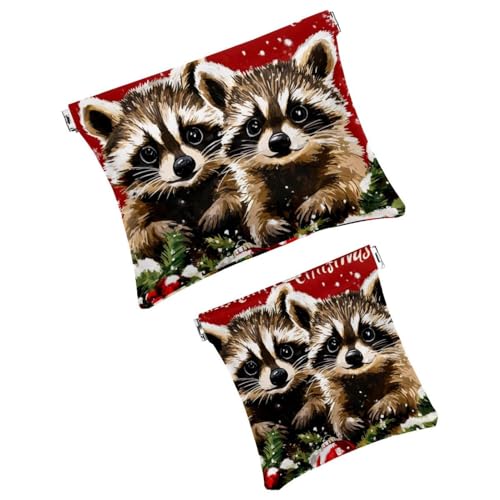 Anna Cowper Kosmetiktasche für Geldbörsen, Leder, kleine Make-up-Tasche, Kosmetiktasche, tragbar, kein Reißverschluss, Make-up-Tasche, Münzgeldbörse, Schmuckbeutel, Weihnachts-Faultier-Schneeflocke, 2 von Anna Cowper