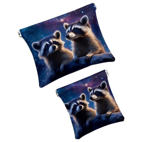 Anna Cowper Kosmetiktasche für Geldbörsen, Leder, kleine Make-up-Tasche, Kosmetiktasche, tragbar, kein Reißverschluss, Make-up-Tasche, Münzgeldbörse, Schmuckbeutel, Weihnachts-Faultier-Schneeflocke, 2 von Anna Cowper